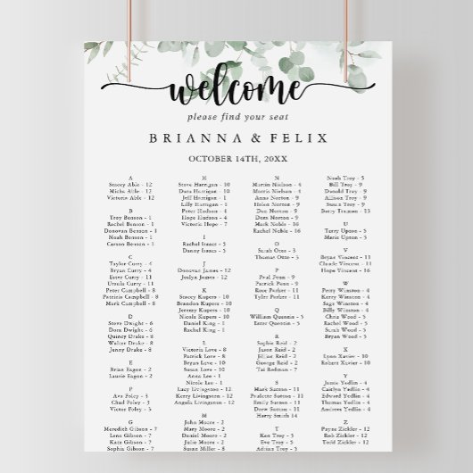 Klassieke Eucalyptus-alfabetische zeegrafiek Poster