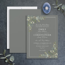 Klassieke Eucalyptus Botanische Sage Green Wedding Kaart