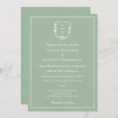 Klassieke Eucalyptus Floral Crest Monogram Huwelij Kaart (Voorkant / Achterkant)