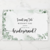Klassieke Eucalyptus Foliage Bridesmaid Voorstel Sparkling Wijnetiket (Enkel label)