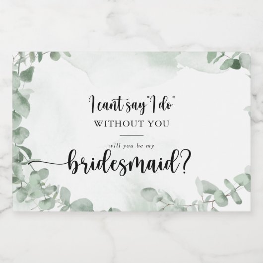 Klassieke Eucalyptus Foliage Bridesmaid Voorstel Sparkling Wijnetiket (Enkel label)