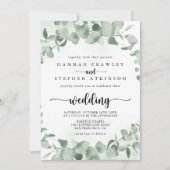 Klassieke Eucalyptus Foliage Front & Back Wedding Kaart (Voorkant)