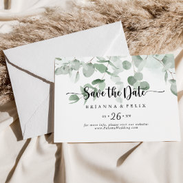 Klassieke Eucalyptus Foliage Horizontal Wedding Save The Date