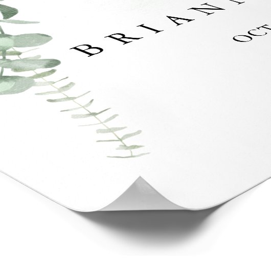 Klassieke Eucalyptus Foliage Weddenschap Welkomstt Poster (Hoek)