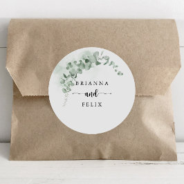 Klassieke eucalyptus Foliage Wedding Envelope-zege Ronde Sticker