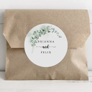 Klassieke eucalyptus Foliage Wedding Envelope-zege Ronde Sticker