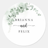 Klassieke eucalyptus Foliage Wedding Envelope-zege Ronde Sticker (Voorkant)