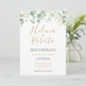 Klassieke Eucalyptus Gold Leaf Formal Wedding Kaart (Staand voorkant)