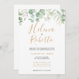 Klassieke Eucalyptus Gold Leaf Formal Wedding Kaart