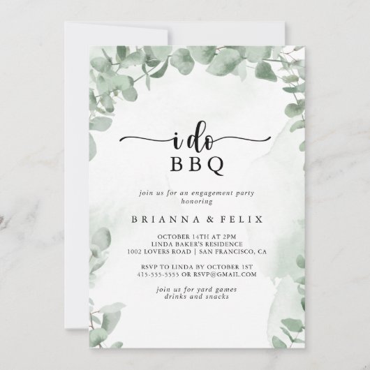 Klassieke Eucalyptus I Do BBQ Engagement Party Kaart (Voorkant)