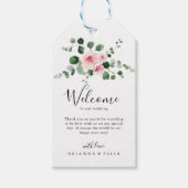 Klassieke Eucalyptus Pink Floral Weddenschap Welko Cadeaulabel (Voorkant)