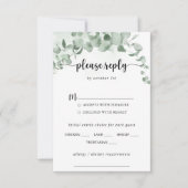 Klassieke Eucalyptus Wedding Menu Keuze RSVP (Voorkant)