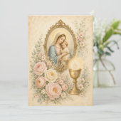 Klassieke Eucharistische Eerste Communie Kaart (Staand voorkant)