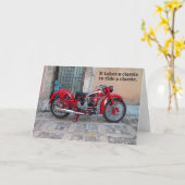 Klassieke Euro Moto Guzzi-motorfiets - Birthday-ka Kaart (Gele Bloem)