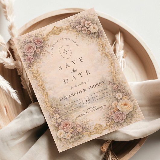 Klassieke Europese Barokbruiloft Save The Date