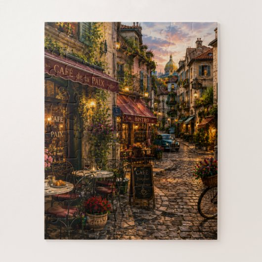Klassieke Europese straat / Café - Puzzel (Verticaal)