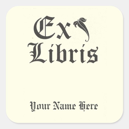 Klassieke Ex Libris Bookplaat Vierkante Sticker (Voorkant)