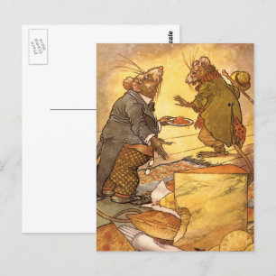 Klassieke fabel van Aesopus, Landmuis, Stadmuis Briefkaart