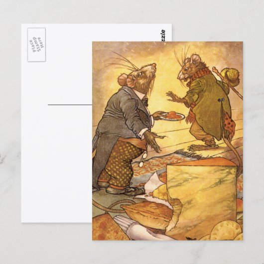 Klassieke fabel van Aesopus, Landmuis, Stadmuis Briefkaart (Voorkant / Achterkant)