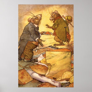 Klassieke fabel van Aesopus, Landmuis, Stadmuis Poster