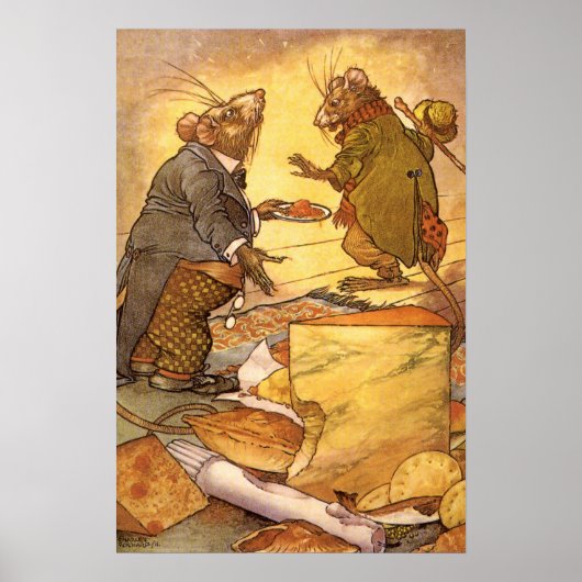 Klassieke fabel van Aesopus, Landmuis, Stadmuis Poster (Voorkant)