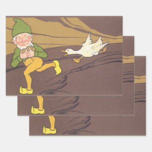 Klassieke fabel van de gans die de gouden eieren l inpakpapier vel