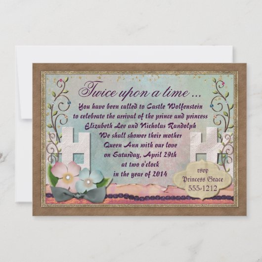 Klassieke Fairy Tale Invitation for Twins Kaart (Voorkant)