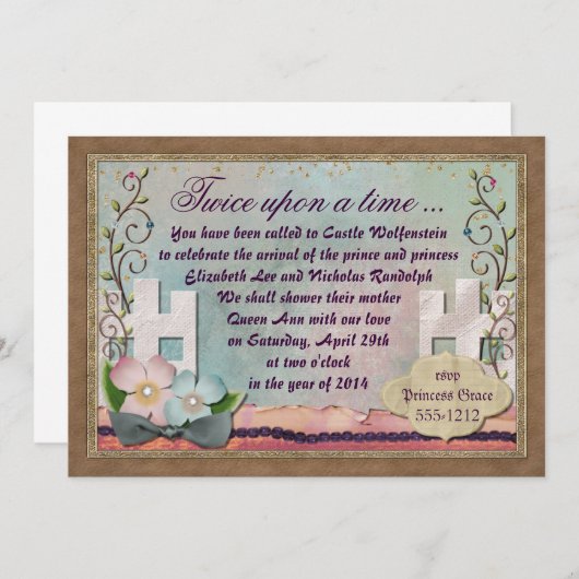 Klassieke Fairy Tale Invitation for Twins Kaart (Voorkant / Achterkant)