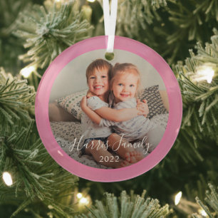 Klassieke familie foto kerst-kerstversiering glas ornament