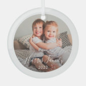 Klassieke familie foto kerst-kerstversiering glas ornament (Voorkant)