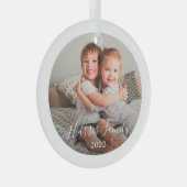 Klassieke familie foto kerst-kerstversiering glas ornament (Voorkant Rechts)