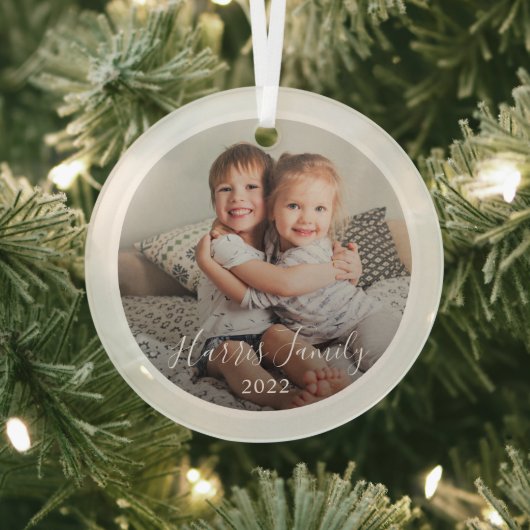 Klassieke familie foto kerst-kerstversiering glas ornament (Insitu)