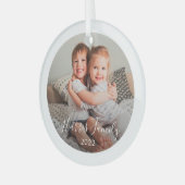 Klassieke familie foto kerst-kerstversiering glas ornament (Voorkant links)