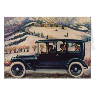 Klassieke familie vakantie in antieke auto
