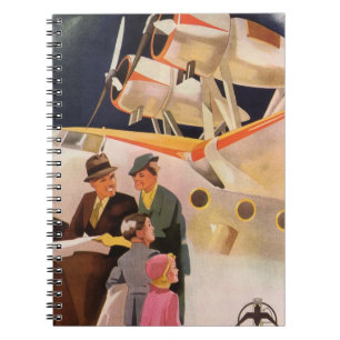 Klassieke familie vakantie met watervliegtuig met notitieboek