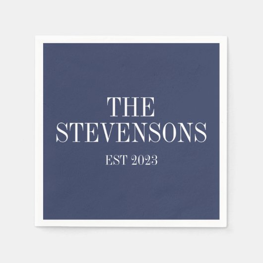 Klassieke familienaam Achternaam Datum blauw Servet (Voorkant)