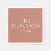 Klassieke familienaam Achternaam op datum Terracot Servet (Voorkant)