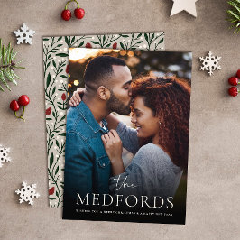 Klassieke familienaam Floral Terug | Foto Feestdagenkaart