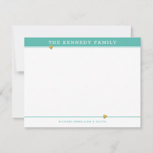 Klassieke familienaam Gouden Hart Turquoise En Wi Notitiekaartje