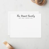 Klassieke familienaam Handgeschreven zwarte script Notitiekaartje (Voorkant / Achterkant in situ)