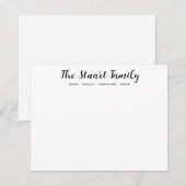 Klassieke familienaam Handgeschreven zwarte script Notitiekaartje (Voorkant / Achterkant)