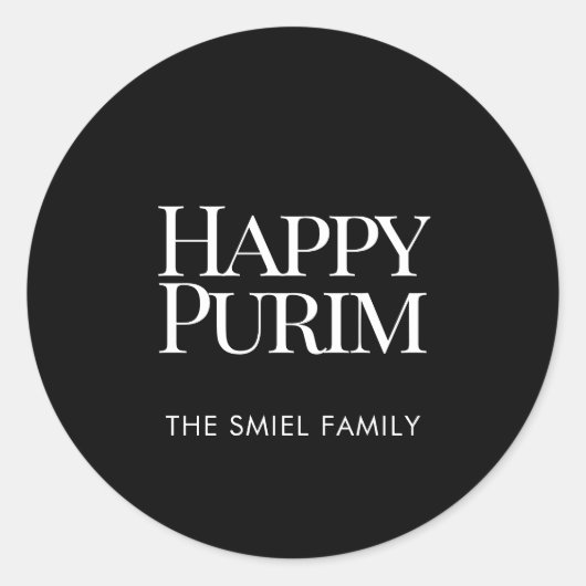 Klassieke familienaam Happy Purim Sticker (Voorkant)
