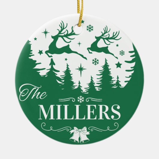 Klassieke familienaam Kerst Keepsake Custom Keramisch Ornament (Voorkant)