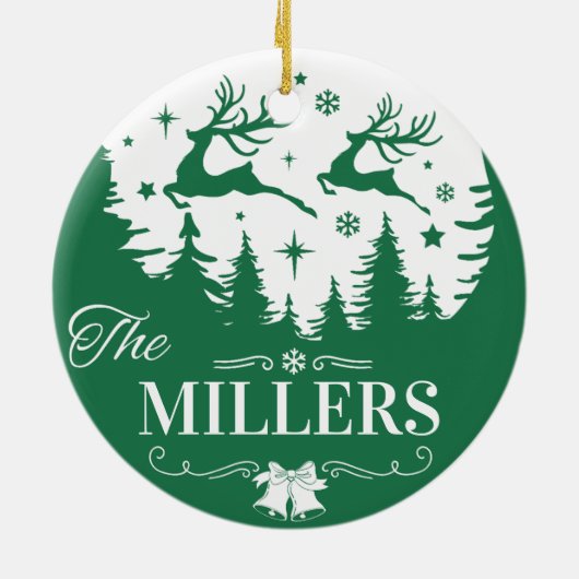 Klassieke familienaam Kerst Keepsake Custom Keramisch Ornament (Achterkant)