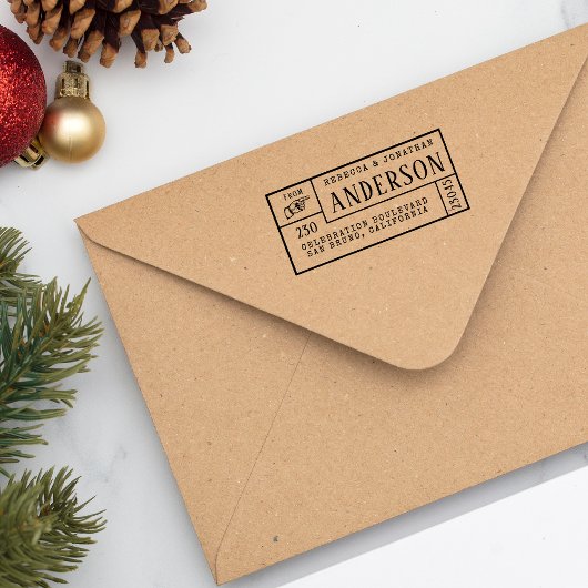  Klassieke familienaam & retouradres Rubberstempel