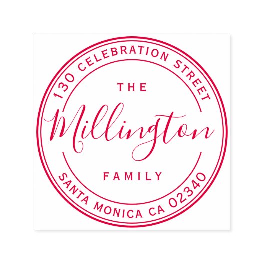 Klassieke familienaam Script Ronde retour adres Zelfinktende Stempel (Design)