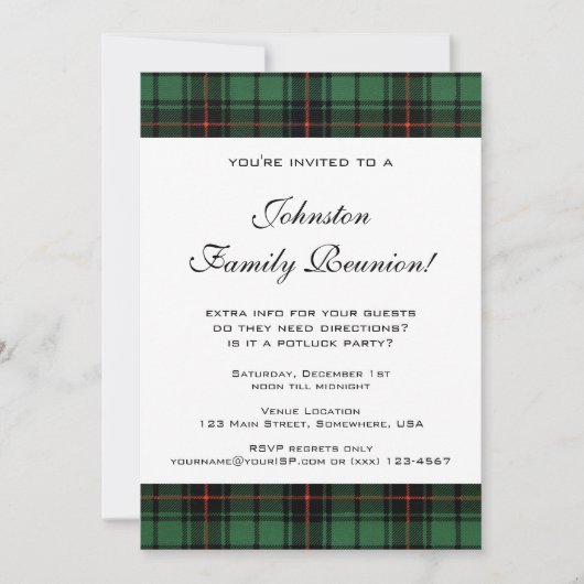 Klassieke Familiereünie, Tartan Davidson Patroon Kaart (Voorkant)