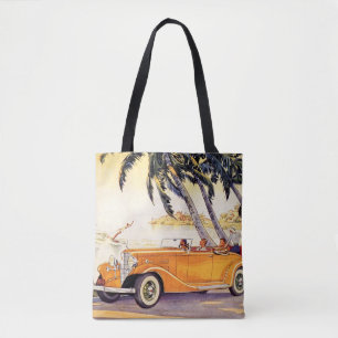 Klassieke familievakantie in een cabriolet tote bag