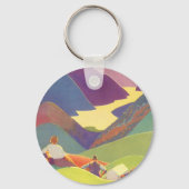 Klassieke familievakantie, picknick in de bergen sleutelhanger (Voorkant)