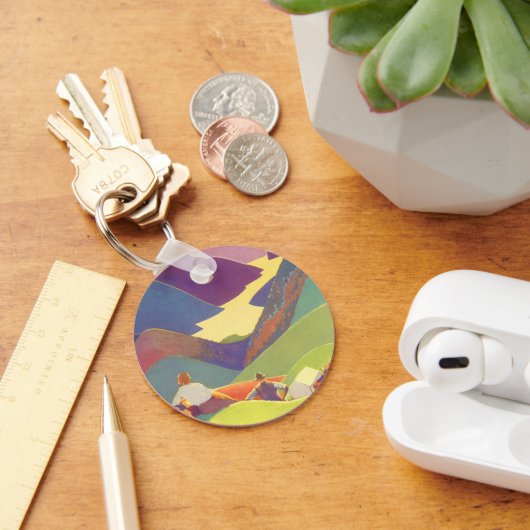 Klassieke familievakantie, picknick in de bergen sleutelhanger (Bureau)